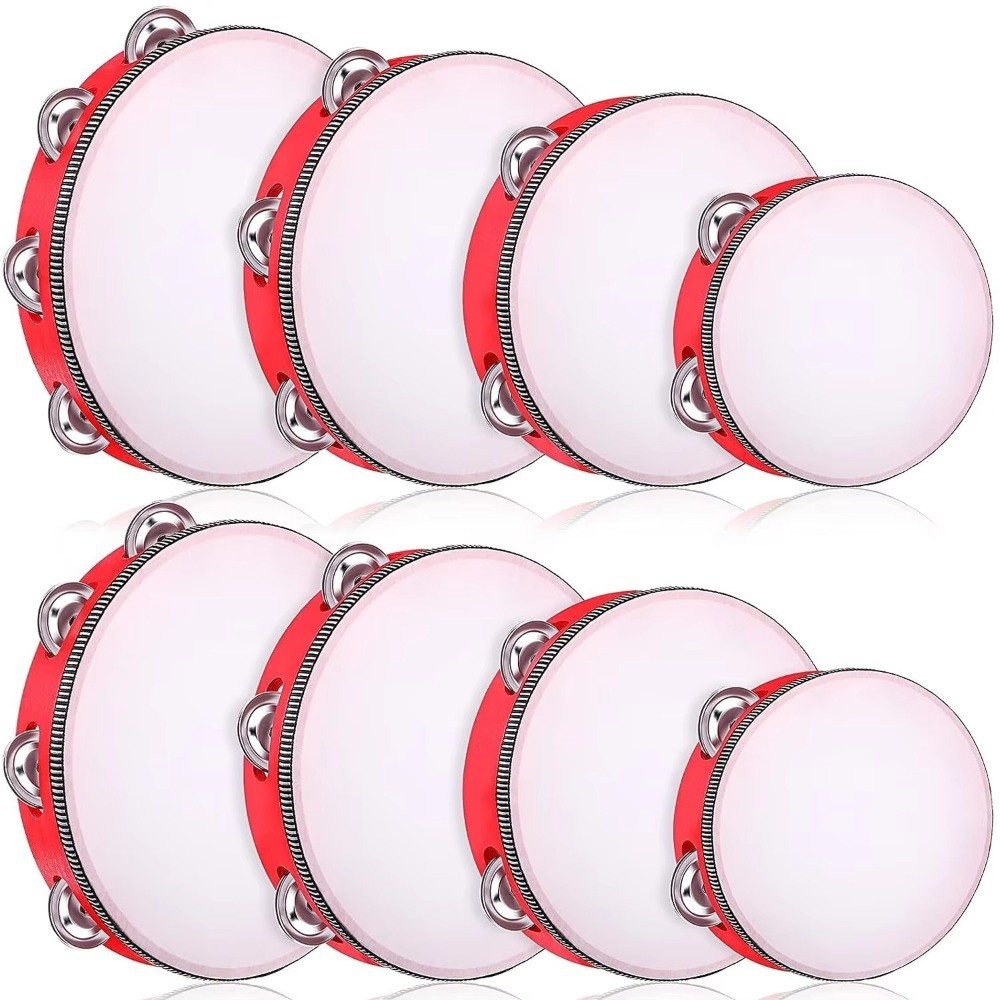 Musical Instrument Tambourine - 4/6/8/10 Inch Hand Held Drum Metal