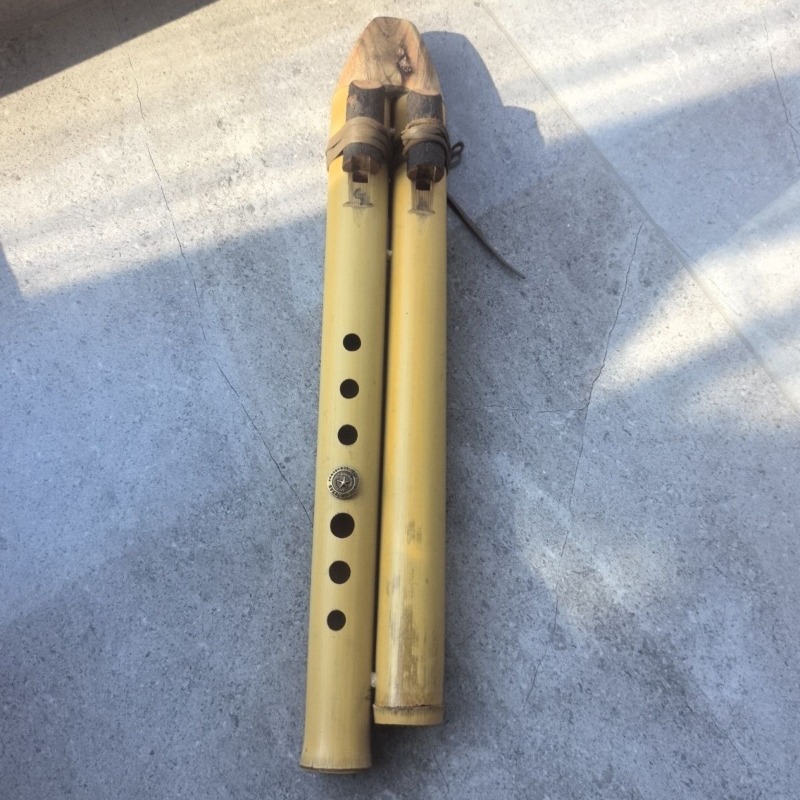 Musical Instrument Indian - GA Key Double Tube Flute Handmade