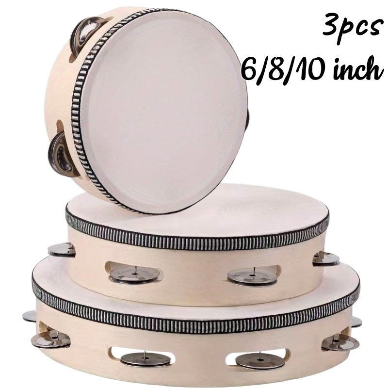 Musical Instrument Tambourine - 1/3pcs Wooden Tambourine 6/8/10inch Handheld Drum