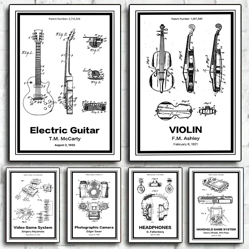 Musical Instrument Videos - Musical Instrument Patents Posters Canvas Painting