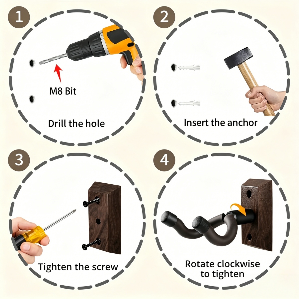 Miwayer Wood Guitar Wall Mount - Acoustic Guitar Dreadnought ulasan dan harga