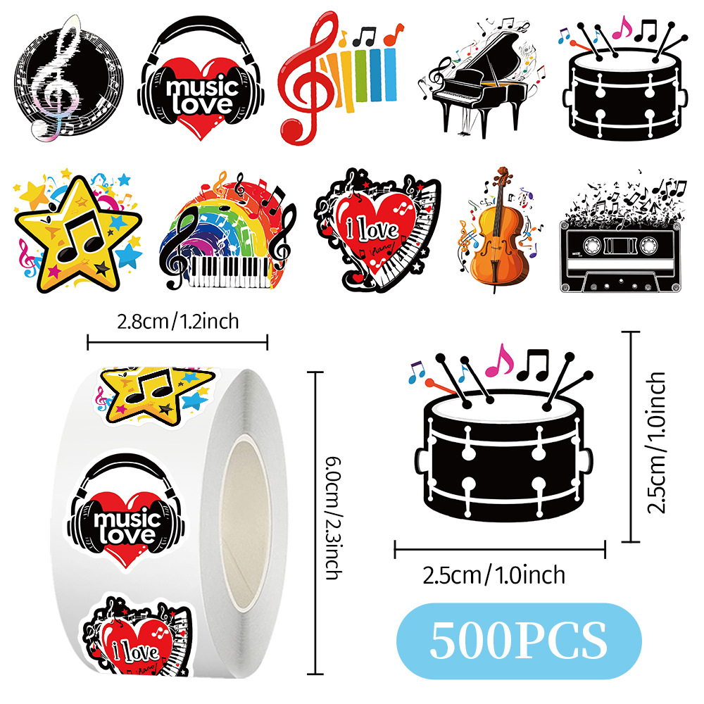 500pcs Roll Stickers Musical I - Musical Instrument Diy For Kids ulasan dan harga