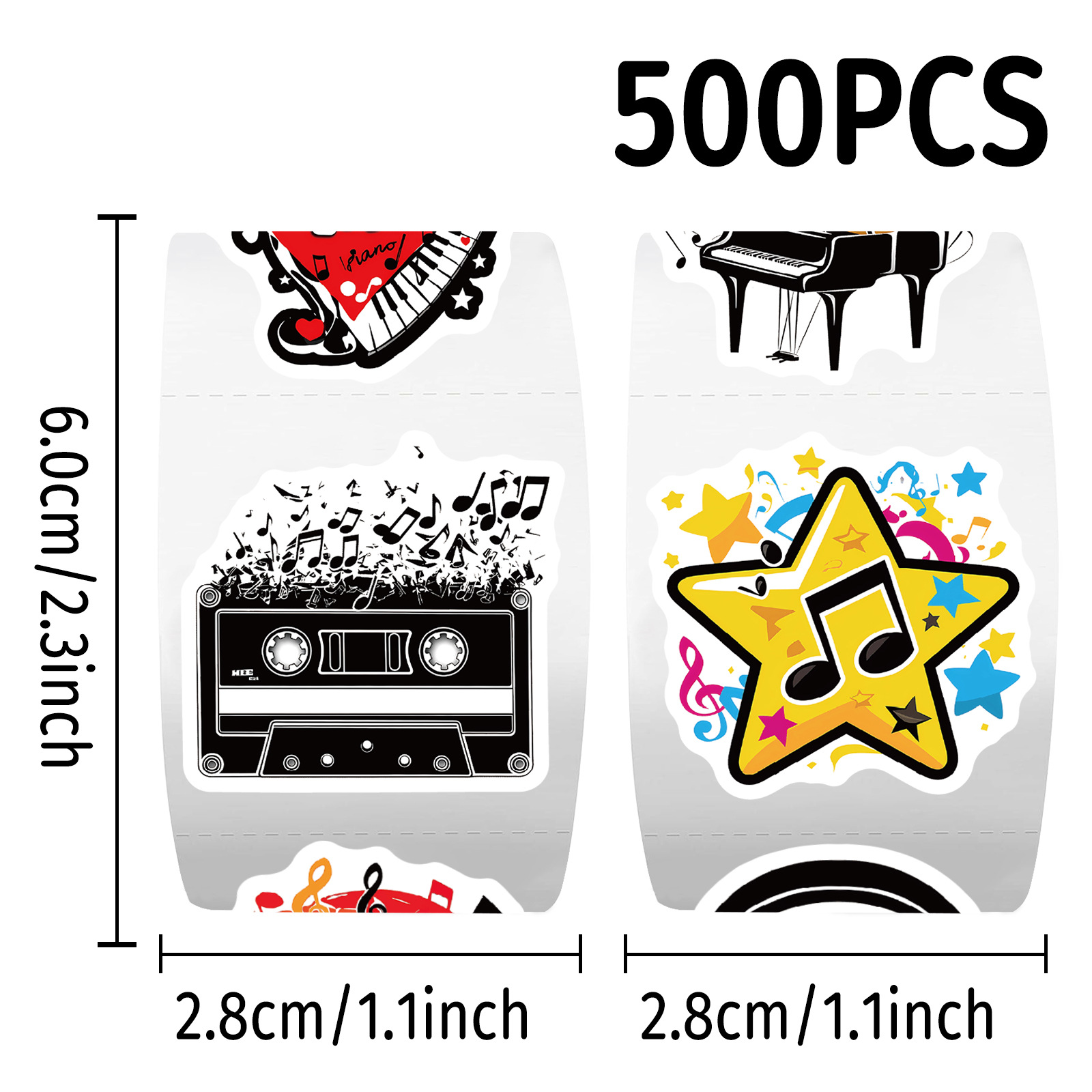 500pcs Roll Stickers Musical I - Musical Instrument Diy For Kids ulasan dan harga