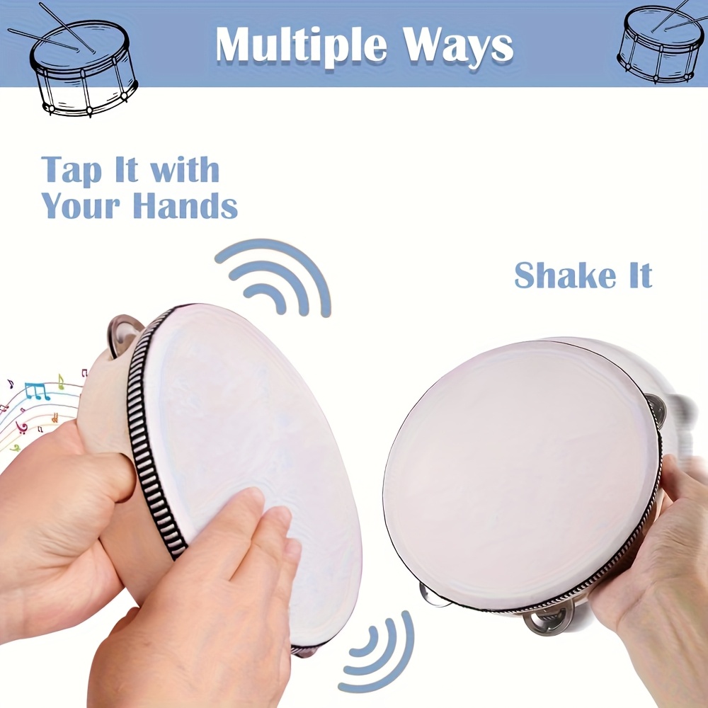 1/3pcs Wooden Tambourine 6/8/1 - Musical Instrument Tambourine ulasan dan harga