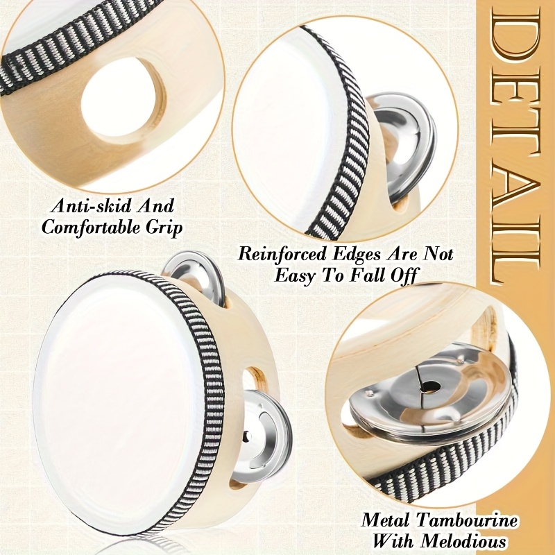 1/3pcs Wooden Tambourine 6/8/1 - Musical Instrument Tambourine ulasan dan harga